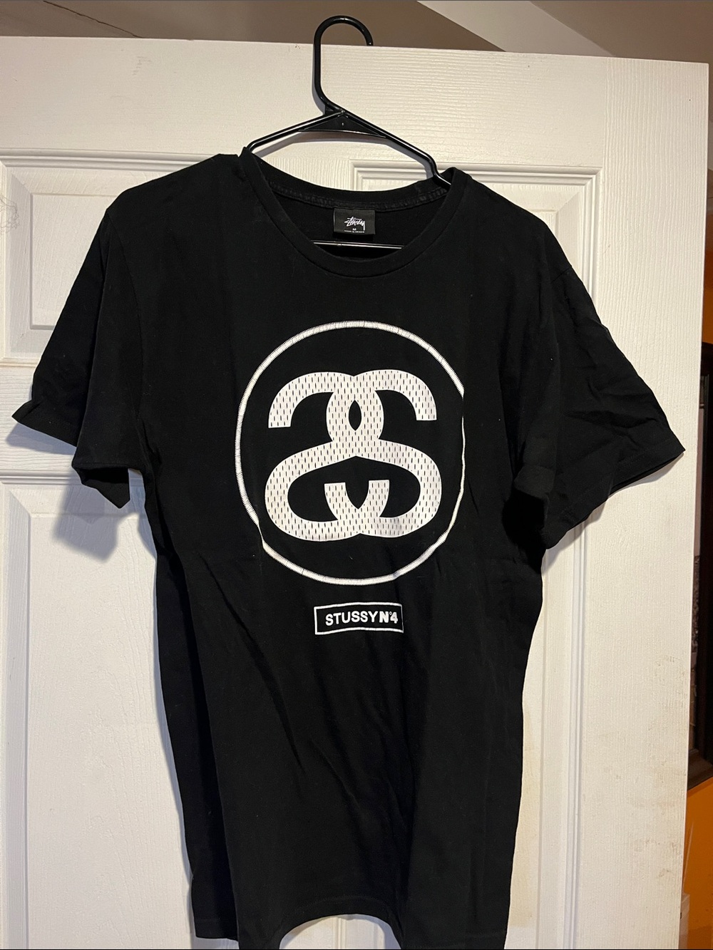 Stussy Black T-Shirt with White Double S Logo